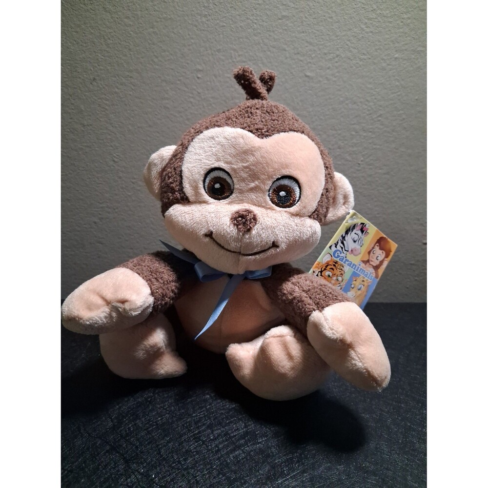 Garanimals Brown Monkey Plush Stuffed Animal Blue Ribbon